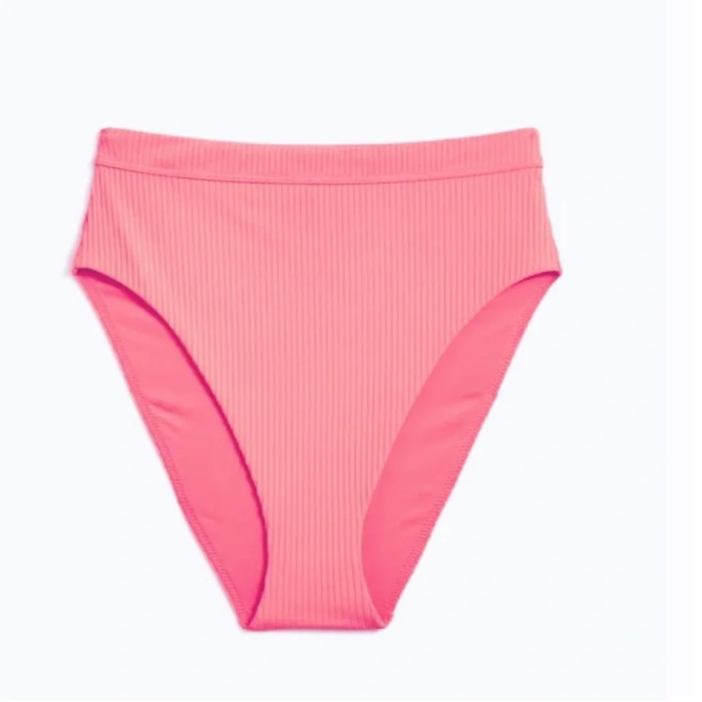 NWT Madewell Pink ribbed high rise Bikini Bottom